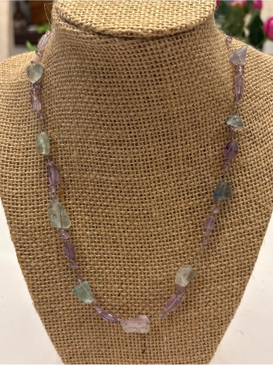 Jewelry - Amethyst and Fluorite Chip Beaded Necklace Handmade